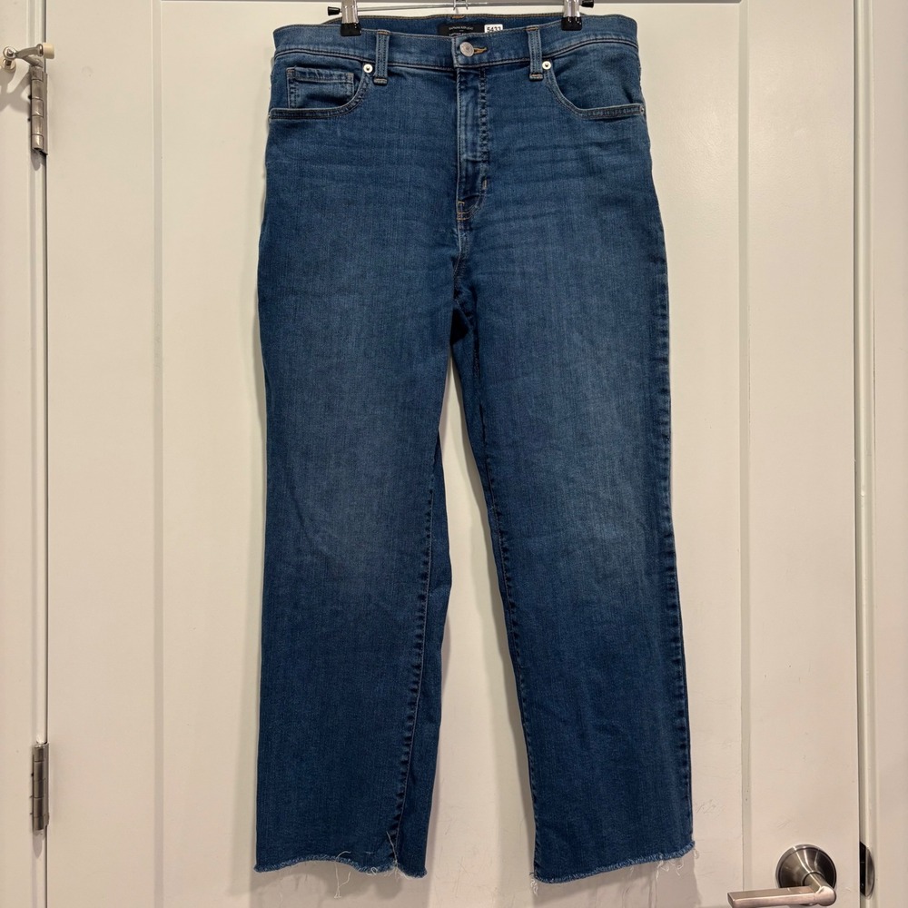 Banana Republic Womens Bootcut High-Rise Cropped Raw Hem Jeans Medium Wash 30/10